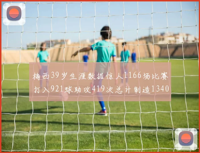 梅西39岁生涯数据惊人1166场比赛打入921球助攻419次总计制造1340粒进球